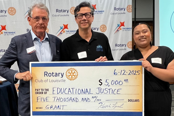 Rotary Big Check Presentation to Educational Justice