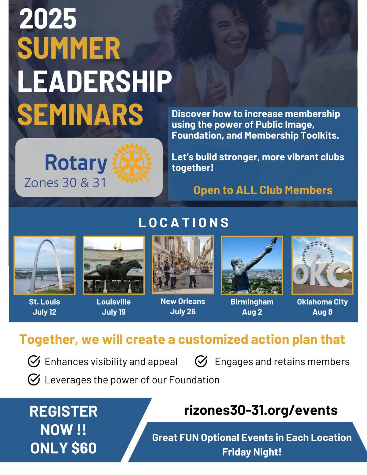 Rotary Zones 30-31 Heart of America 2025 Summer Leadership Series Flyer