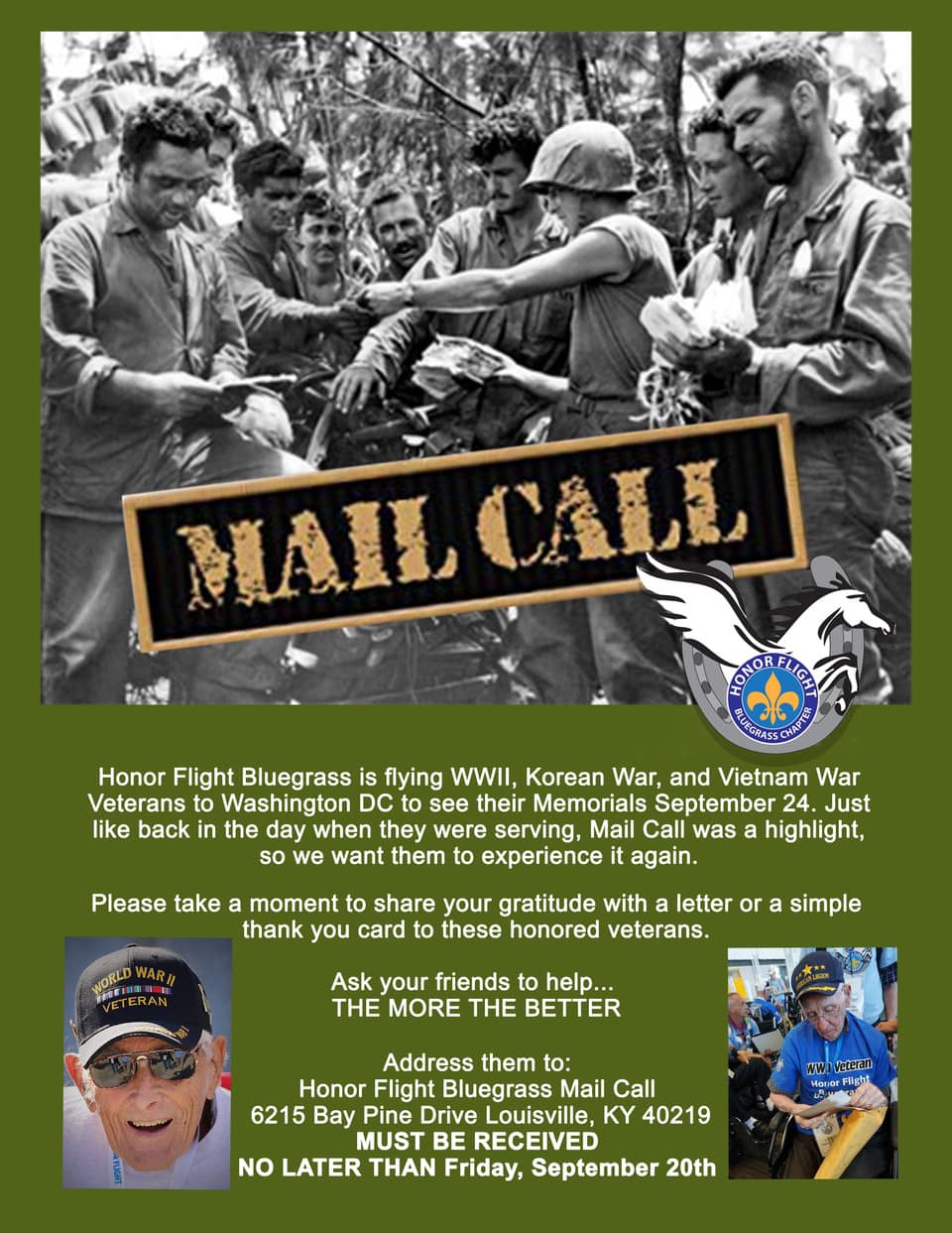 Honor Flights Bluegrass Mail Call Flyer