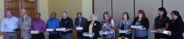 : Robert Lovingood, Ron Wilson, Ed Camargo, Jose Dominguez, Jim Hart, Jerry Cradduck, Jackie Martin, Donna Landry, Amy Byrnes, Cari Thomas, Stephanie La Ferriere and Teri Ortega Inductees