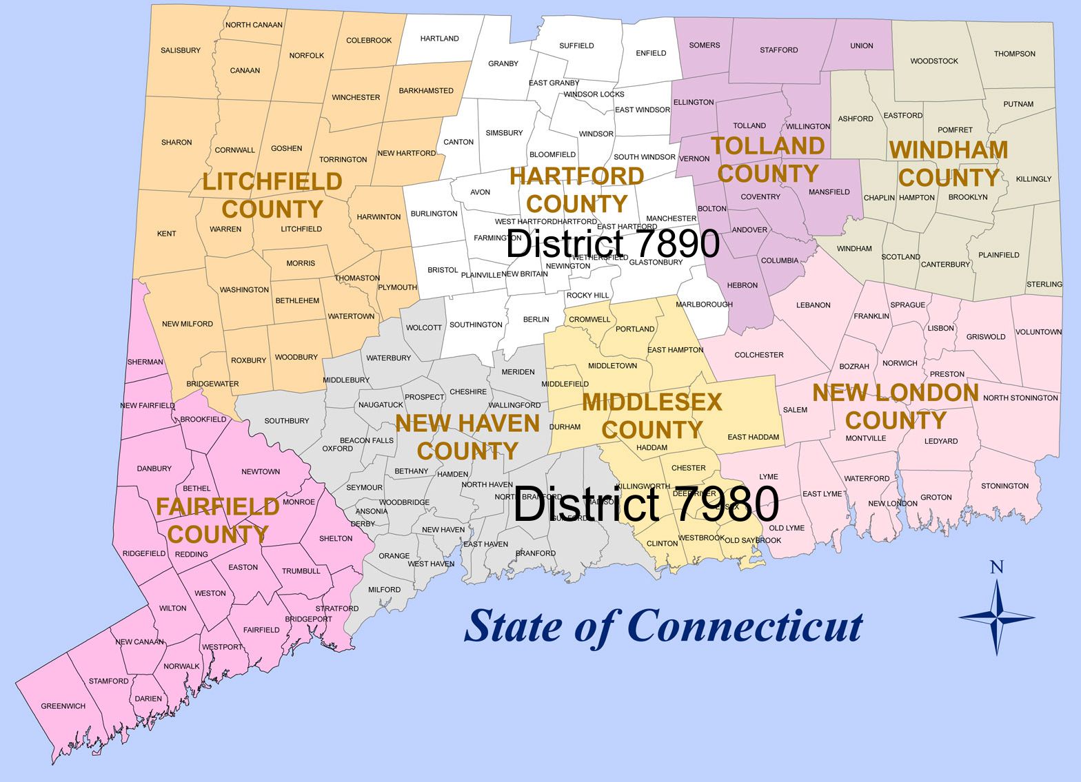 MAP OF STATE OF CT 